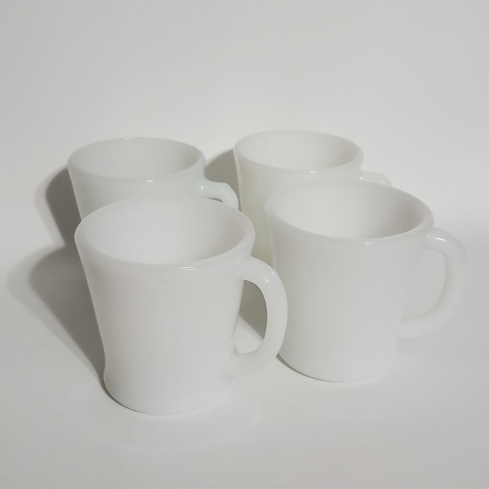 White Fire King Milk Glass Coffee Mugs Anchor Hocking Made in USA